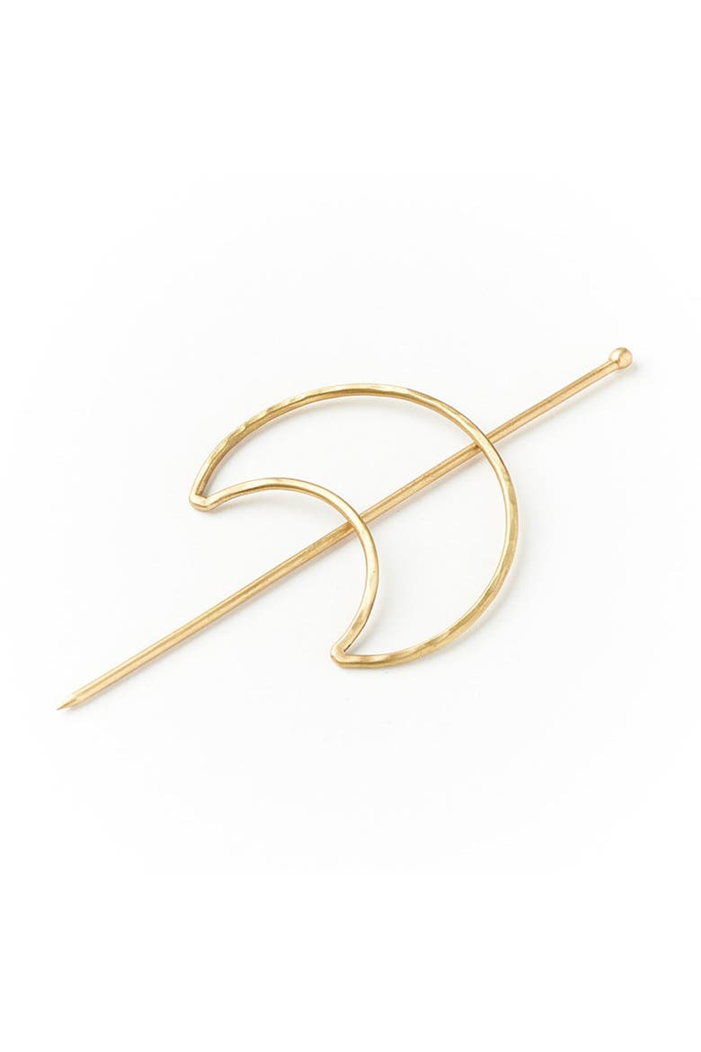 Indukala Crescent Moon Hair Slide With Stick, Main, color, Gold