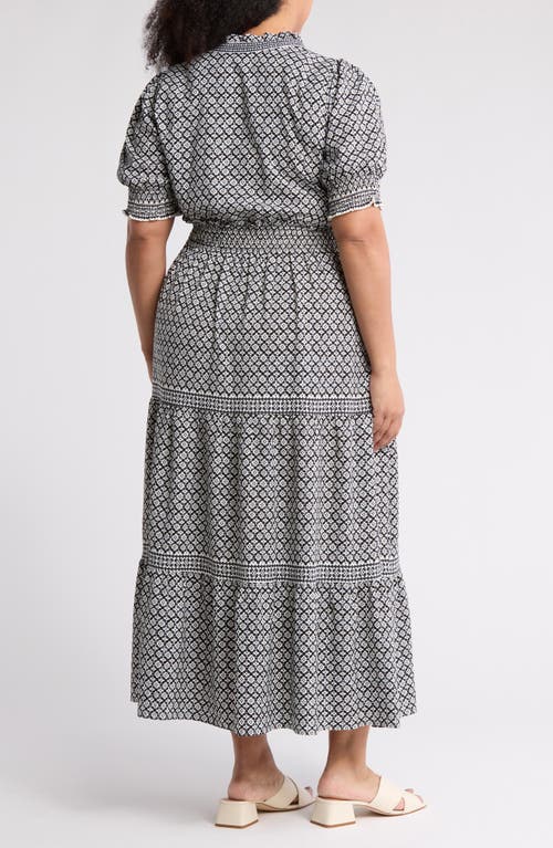 Max Studio Short Sleeve Tiered Maxi Dress In Gray
