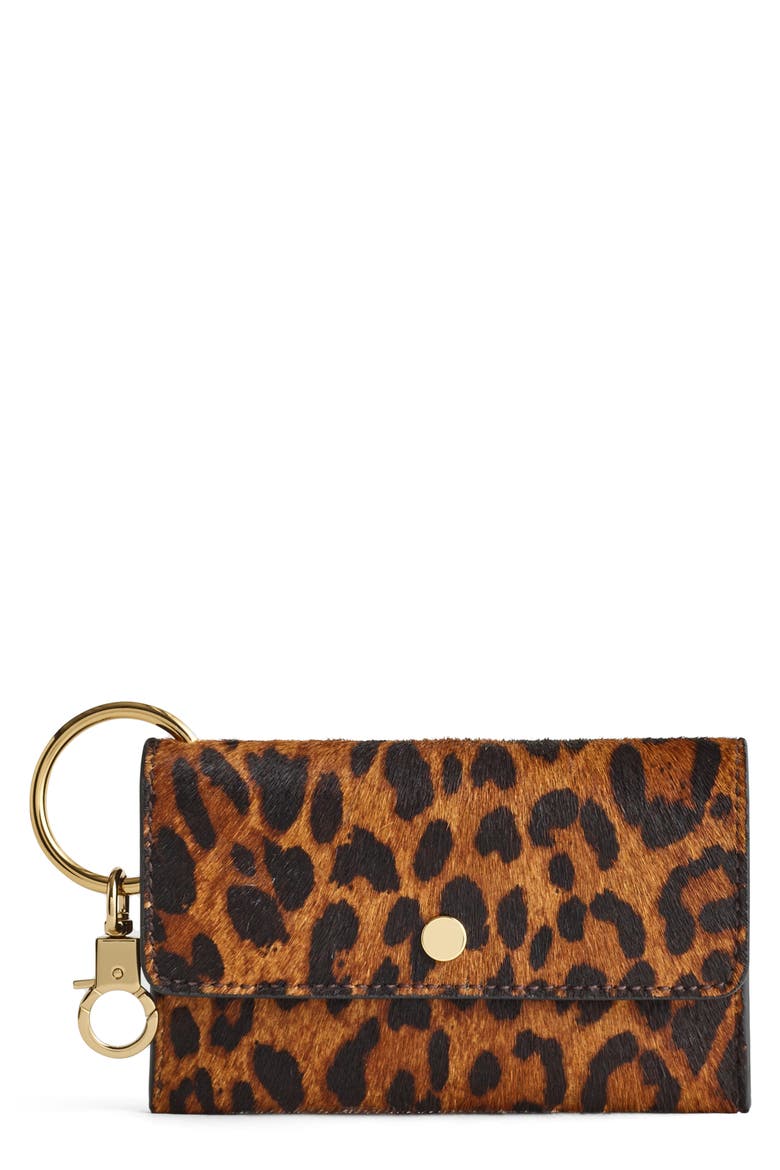 The Zip Leather Card Case Wallet, Main, color, CARAMEL MULTI