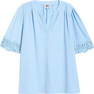 Anne Klein Crepe Lace Trim Top