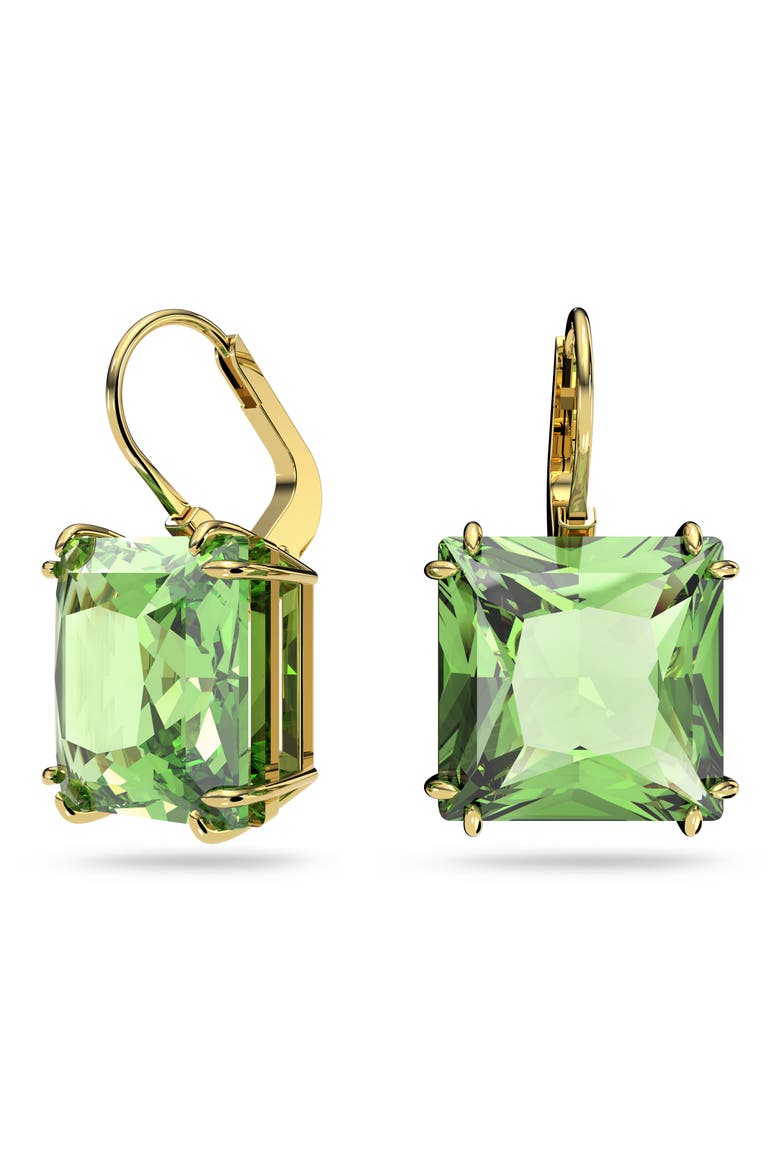 Millenia Square Crystal Drop Earrings, Alternate, color, PERIDOT