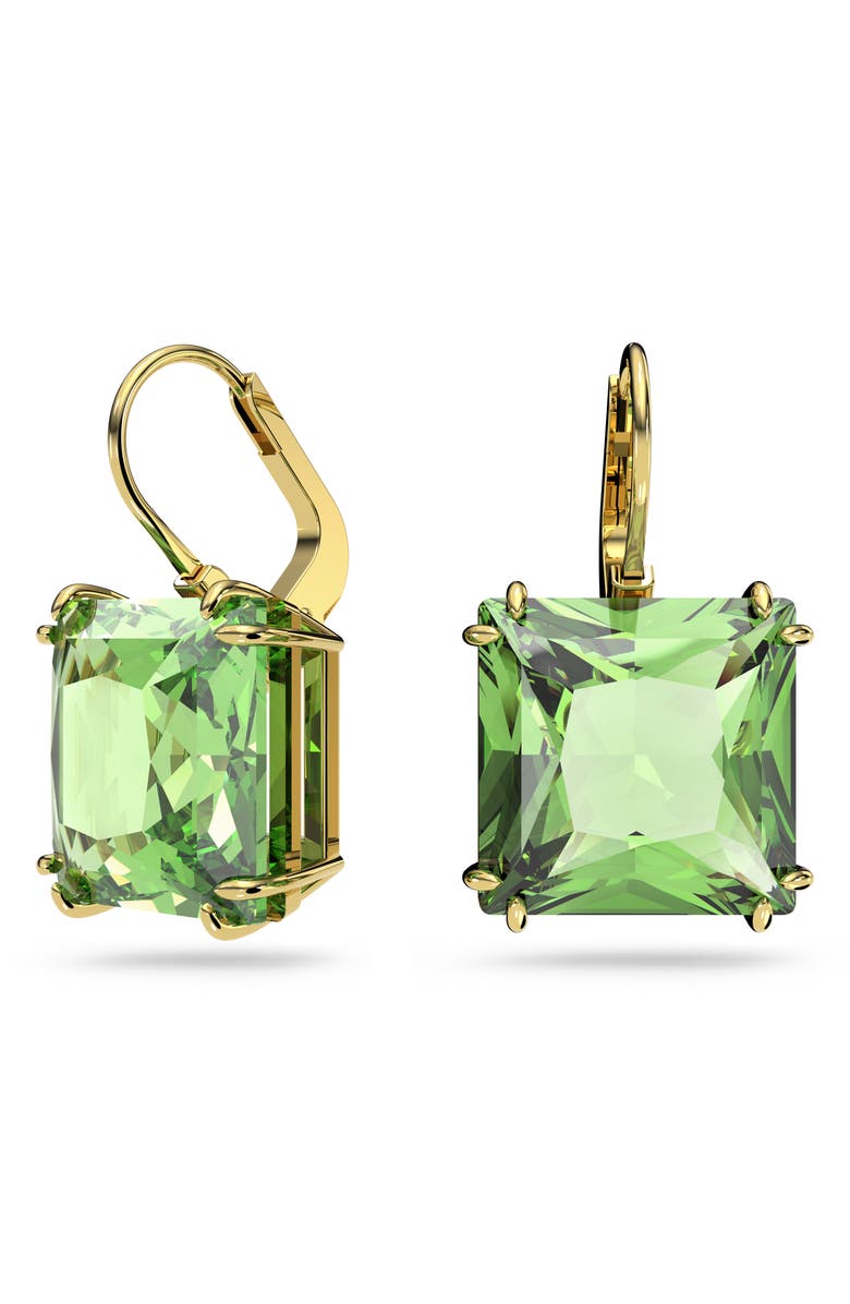 Swarovski Millenia Square Crystal Drop Earrings, Alternate, color, Peridot