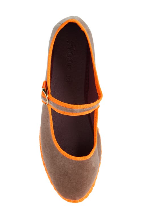 Flabelus Velvet Cora Mary Janes In Brown