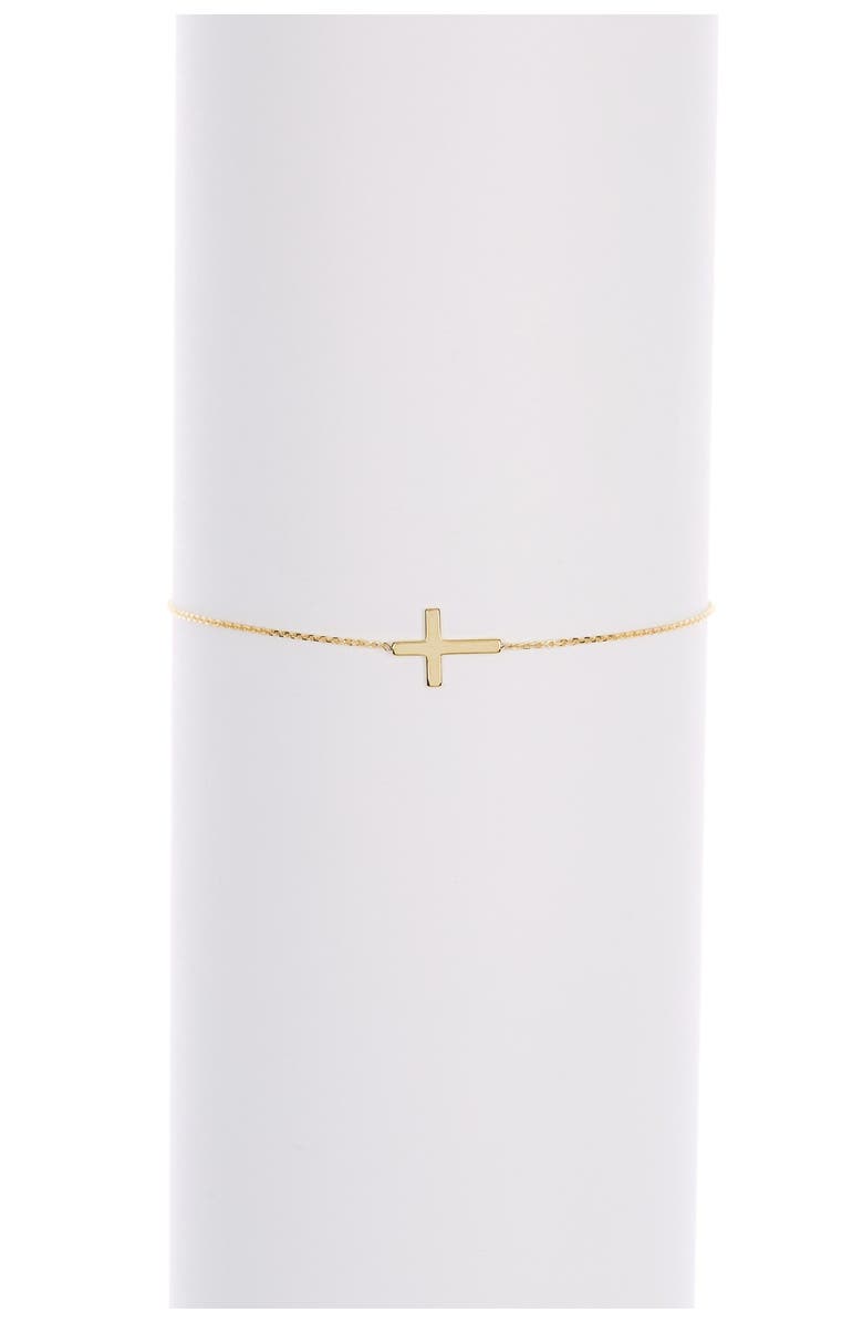 CANDELA JEWELRY 10K Yellow Gold Cross Station Chain Bracelet, Main, color,