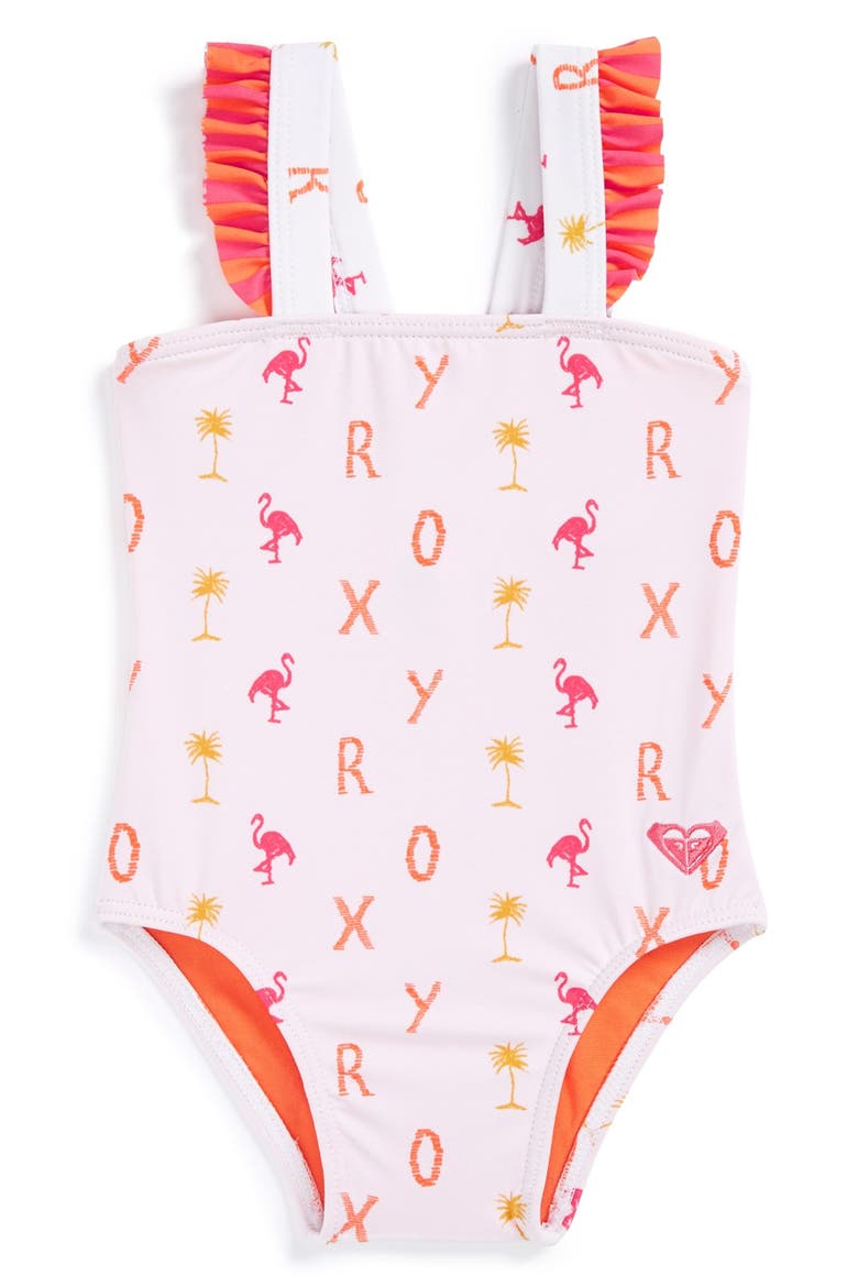 'Flamingo Beach' One-Piece Swimsuit, Main, color, SEA SALT