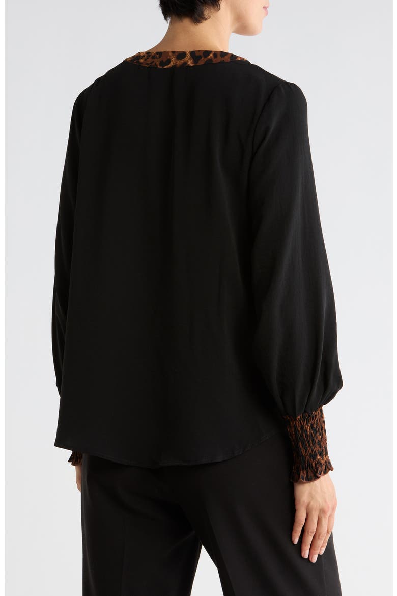 Print Trim Button-Up Top, Alternate, color, BLACK