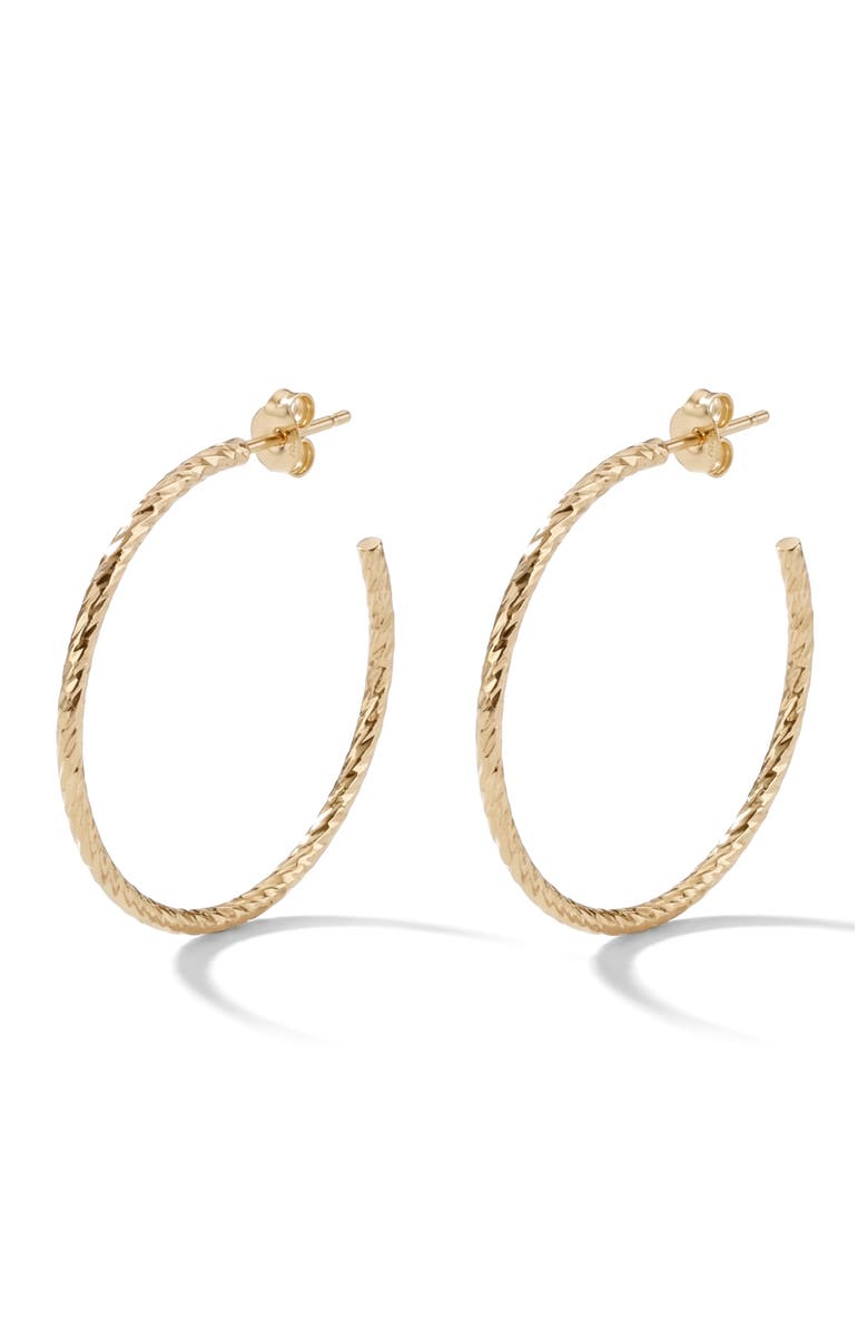 Argento Vivo Sterling Silver Diamond Cut Hoop Earrings, Main, color, Gold