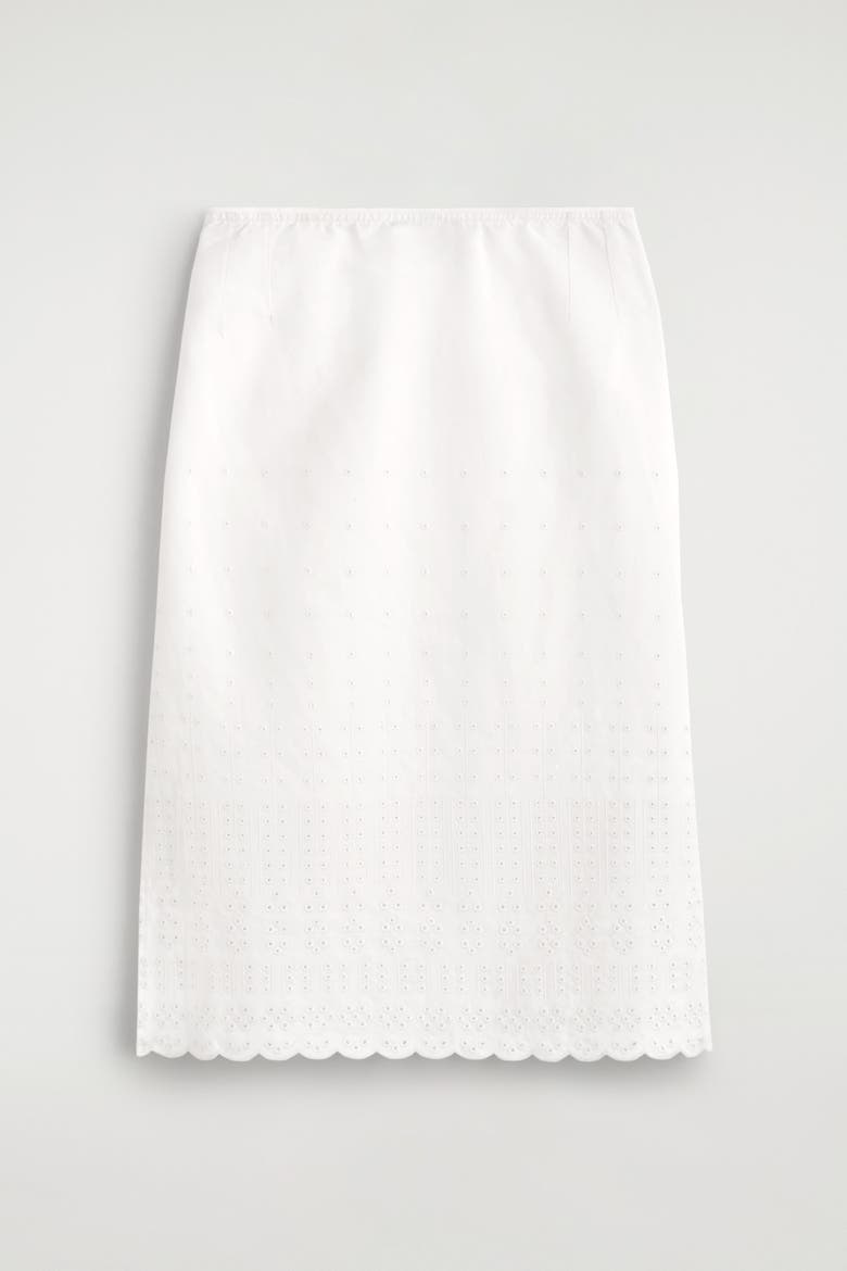Eyelet Cotton-linen Skirt, Alternate, color, WHITE