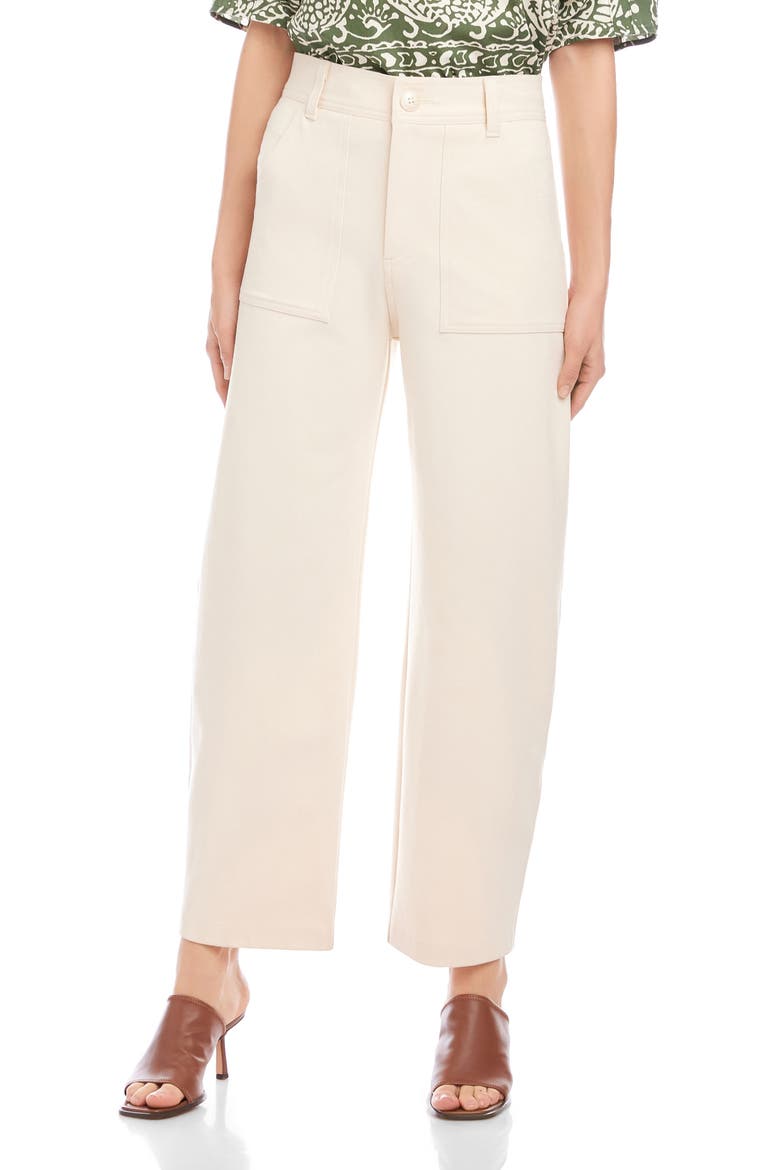 Stevie High Waist Ankle Barrel Leg Pants, Main, color, CREAM