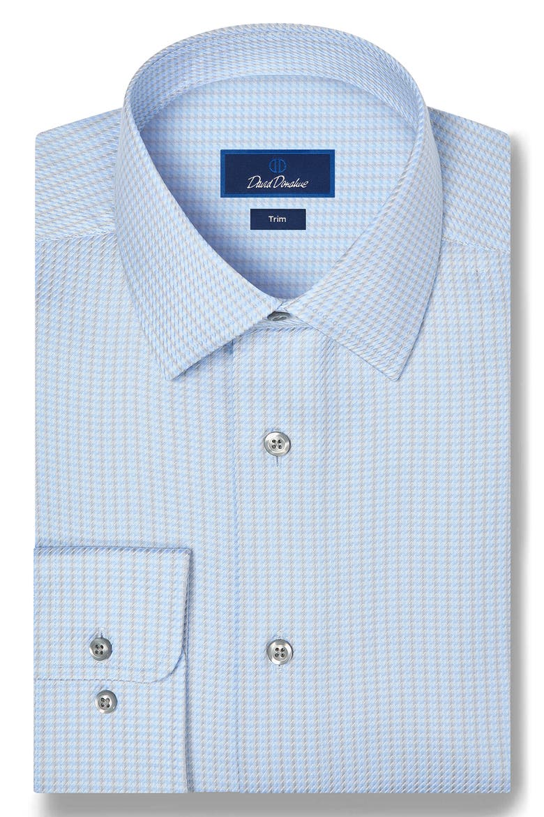 Trim Fit Dobby Stripe Dress Shirt, Main, color, SKY/ PEARL