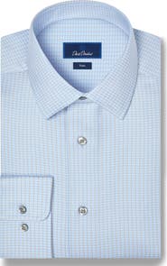David Donahue Trim Fit Dobby Stripe Dress Shirt