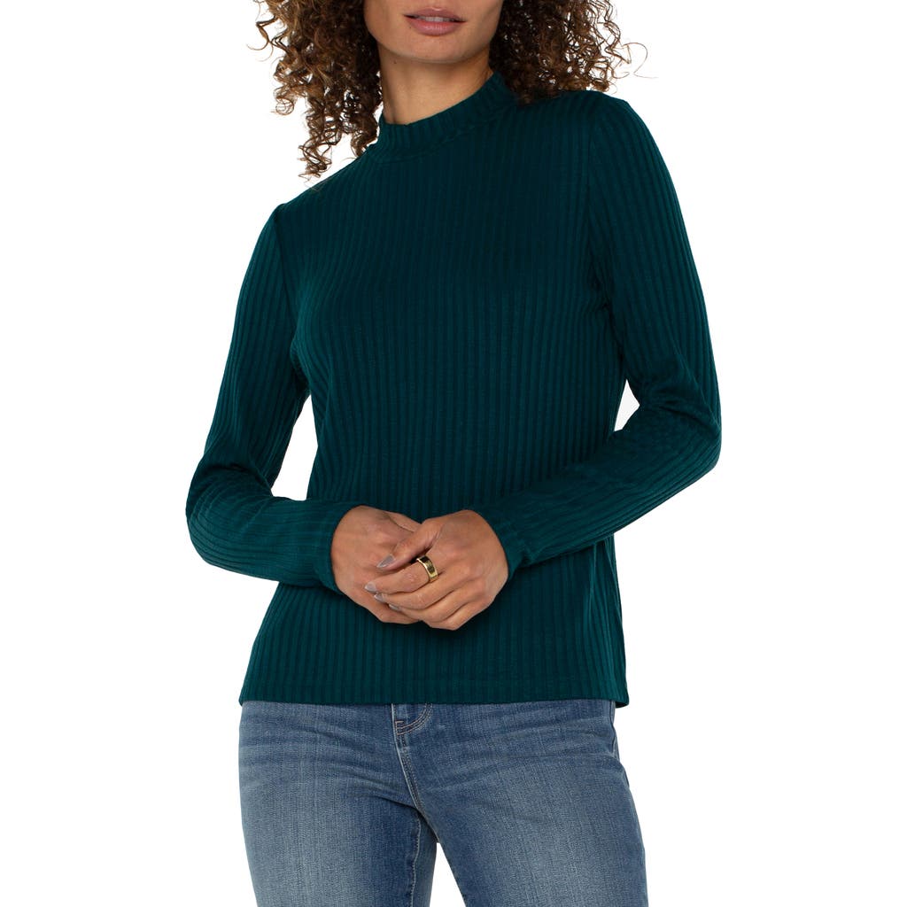 Liverpool Los Angeles Rib Knit Top In Green