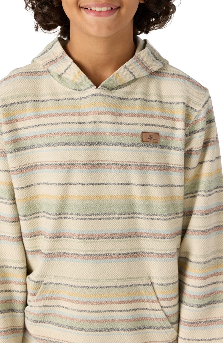 O'Neill Kids' Bavaro Blanket Stripe Pullover Hoodie, Alternate, color, Light Khaki