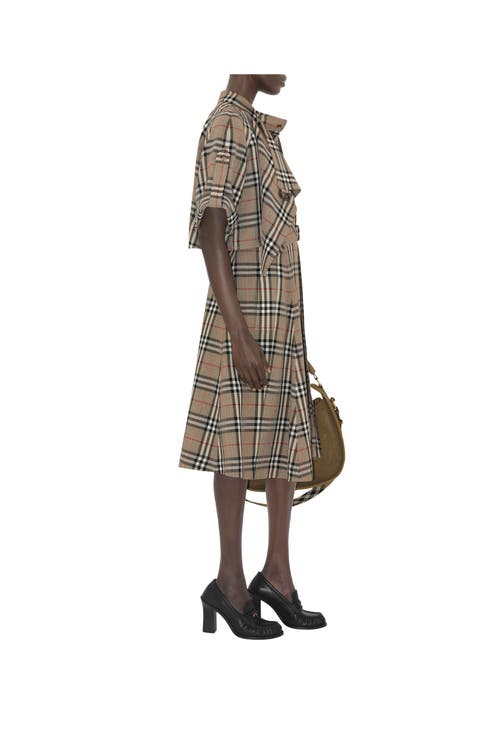 Burberry Check Silk Blend Trench Dress In Multi