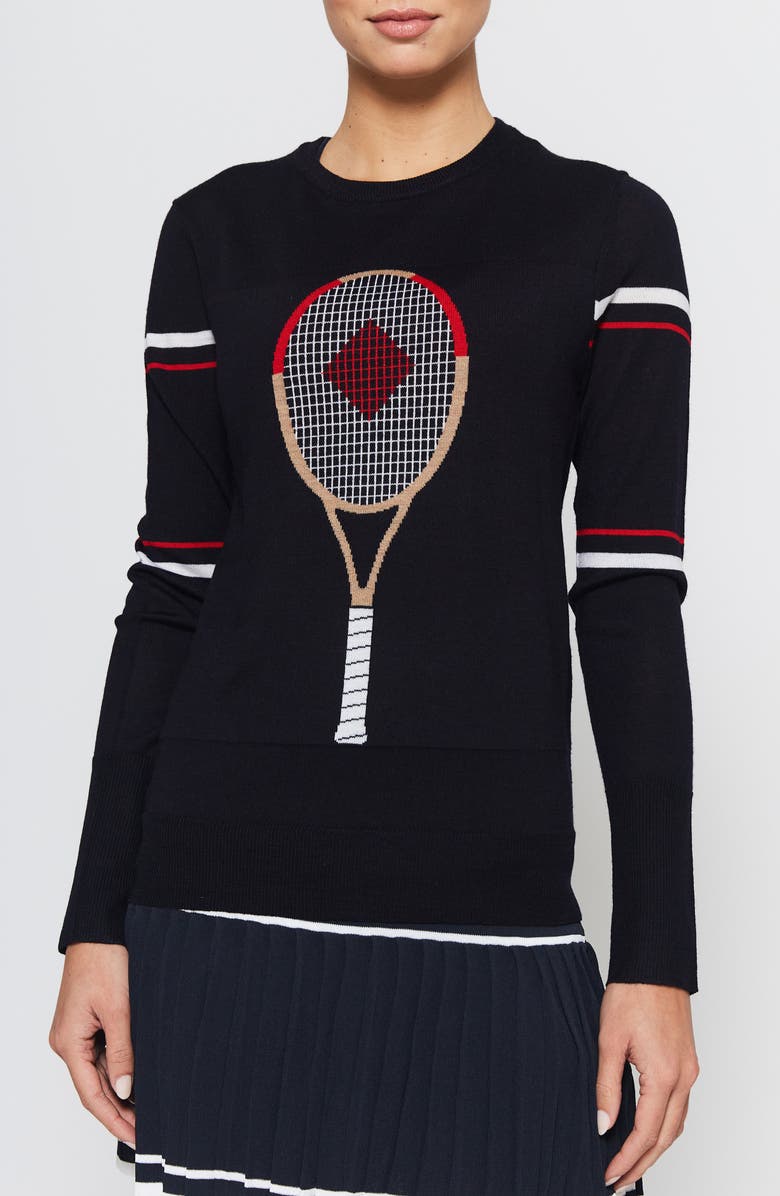 L'ETOILE SPORT RACQUET SWEATER, Main, color, Navy/Red/White