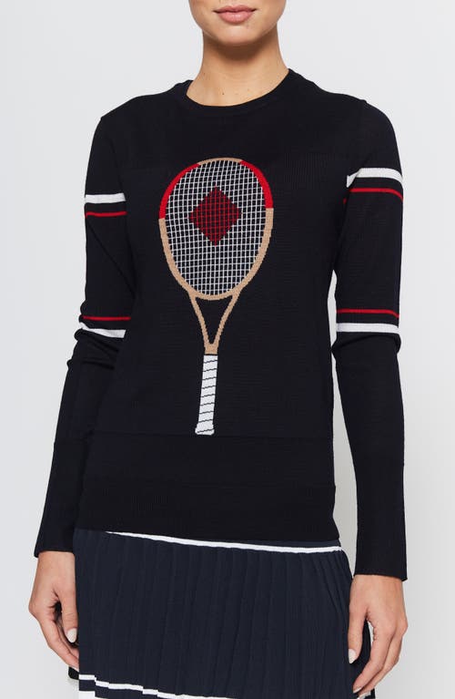 L'ETOILE SPORT RACQUET SWEATER in Navy/red/white 