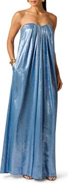 Adrianna Papell Foil Chiffon Strapless Gown
