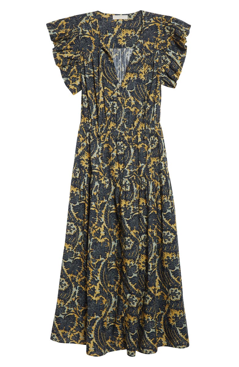 Ulla Johnson Kairi Flutter Sleeve Midi Dress, Alternate, color, Luna