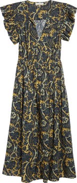 Ulla Johnson Kairi Flutter Sleeve Midi Dress