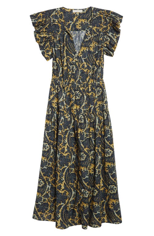 Ulla Johnson Kairi Flutter Sleeve Midi Dress In Blue