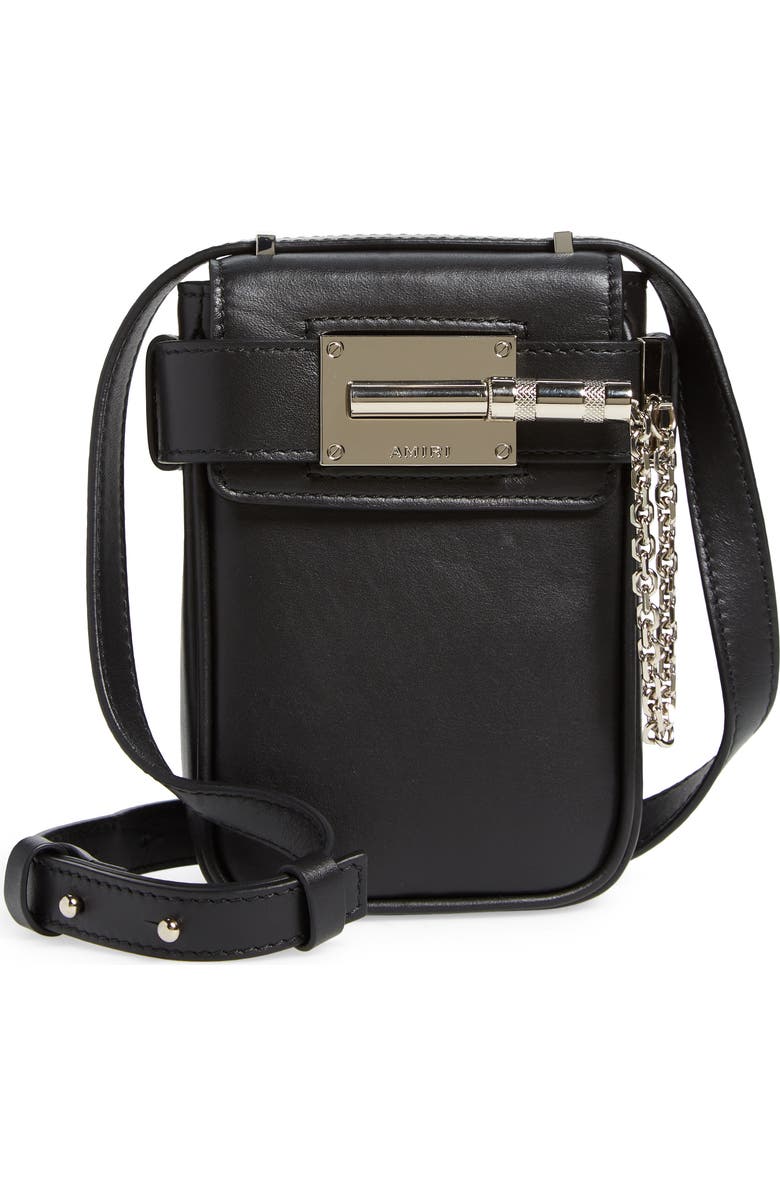 AMIRI Mini Amp Leather Crossbody Bag, Main, color,