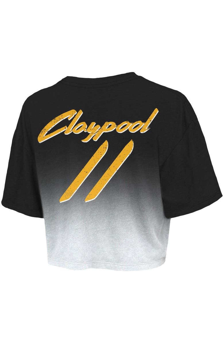 Majestic Threads Women's Majestic Threads Chase Claypool Black/White Pittsburgh Steelers Drip-Dye Player Name & Number Tri-Blend Crop T-Shirt, Alternate, color, 