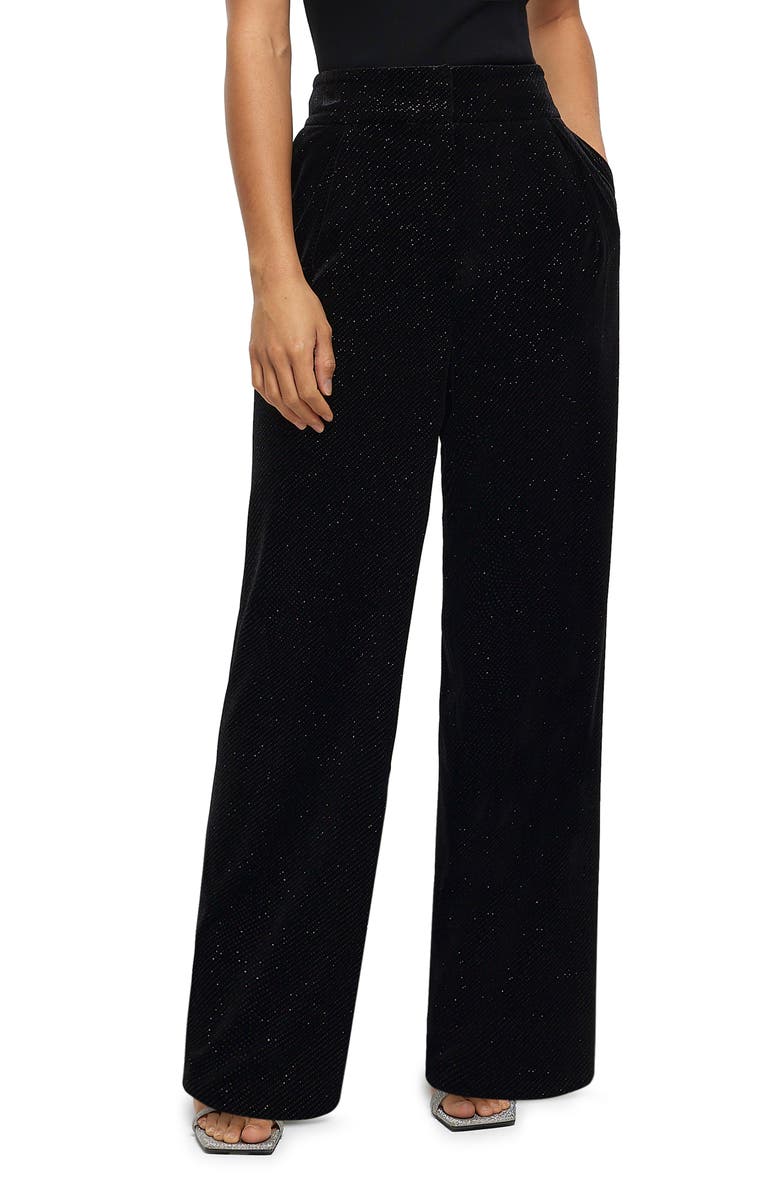 River Island Sparkle Slim Fit Velvet Trousers, Main, color, 