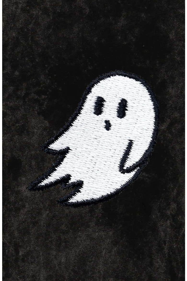 Ghost Embroidered Washed Hoodie, Alternate, color, Black