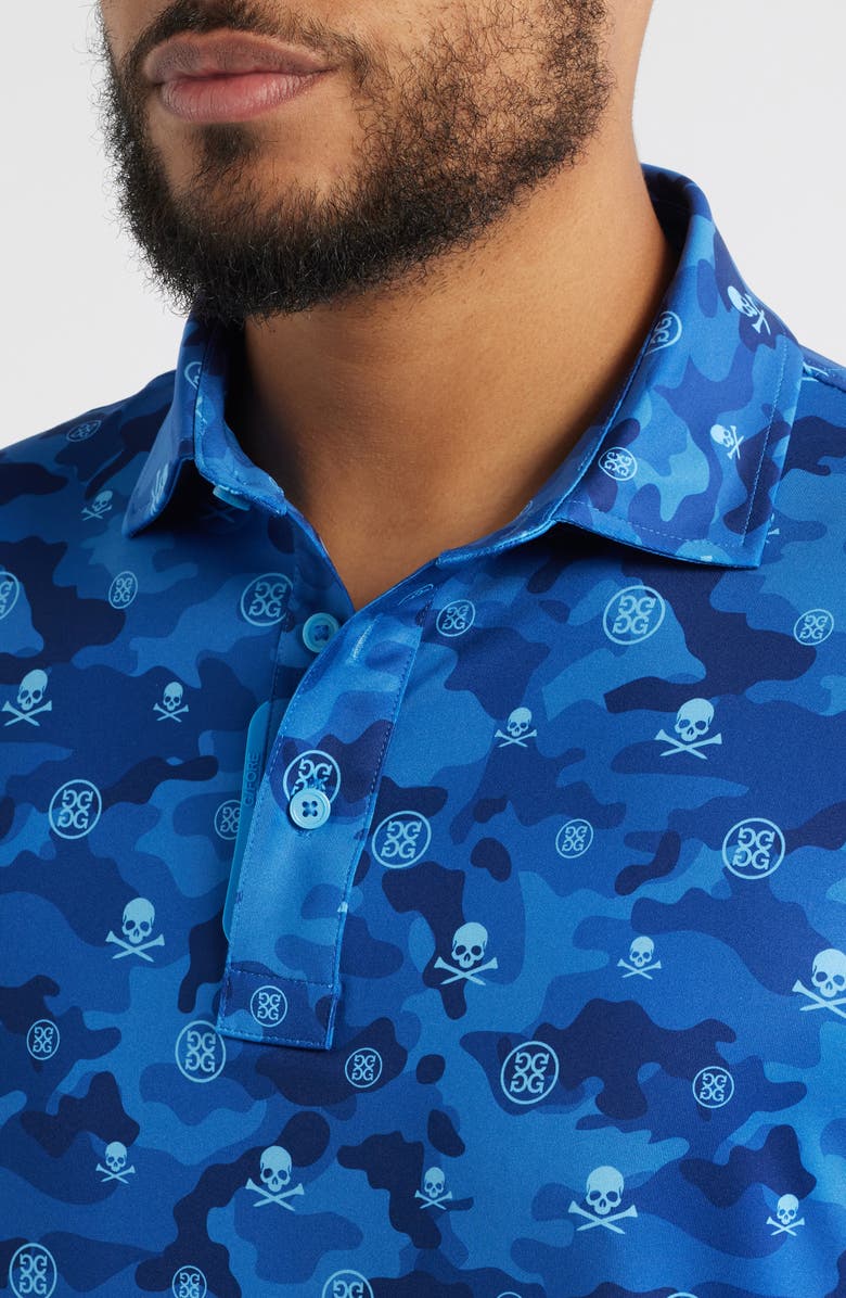 G/FORE Icon Camo Stretch Tech Jersey Polo Shirt, Alternate, color, Azul