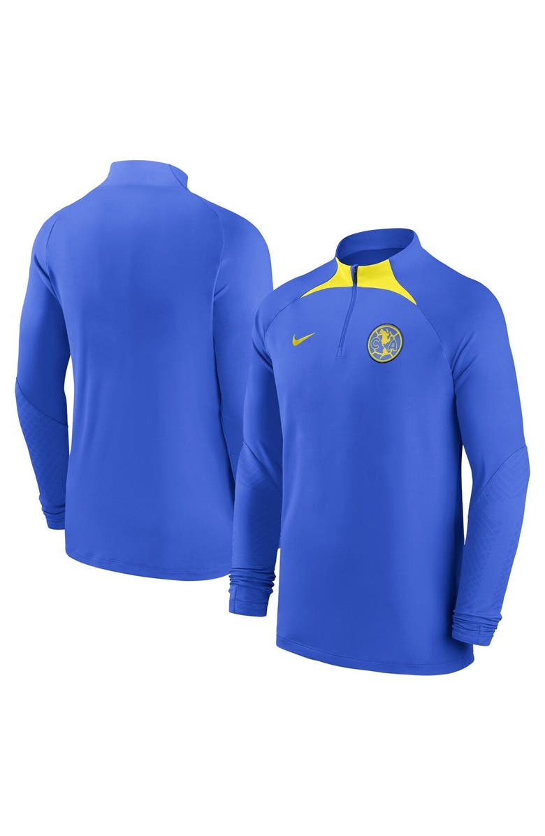 Nike Men's Nike Blue Club America 2022/23 Strike Drill Performance Raglan Quarter-Zip Long Sleeve Top, Main, color, Blue