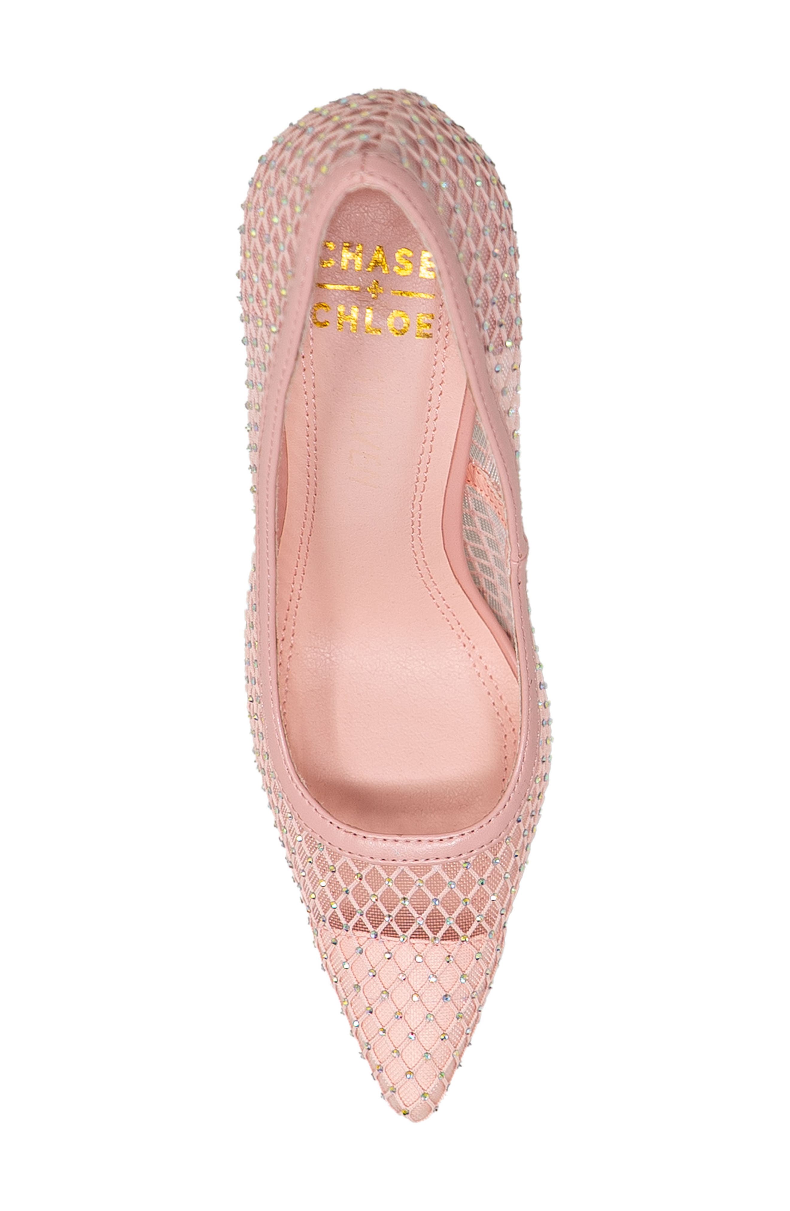 CHASE AND CHLOE Amalia Rhinestone Mesh Pump, Alternate, color, Pink Rhinestone Mesh