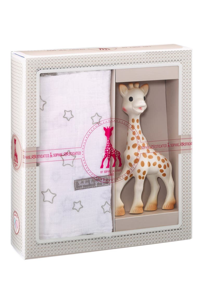 'Sophiesticated' Swaddling Cloth & Teething Toy, Main, color, CREAM