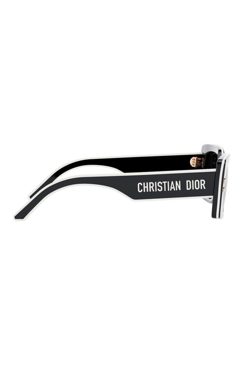'DiorPacific S1U 53mm Rectangular Sunglasses, Alternate, color, SHINY BLACK / SMOKE