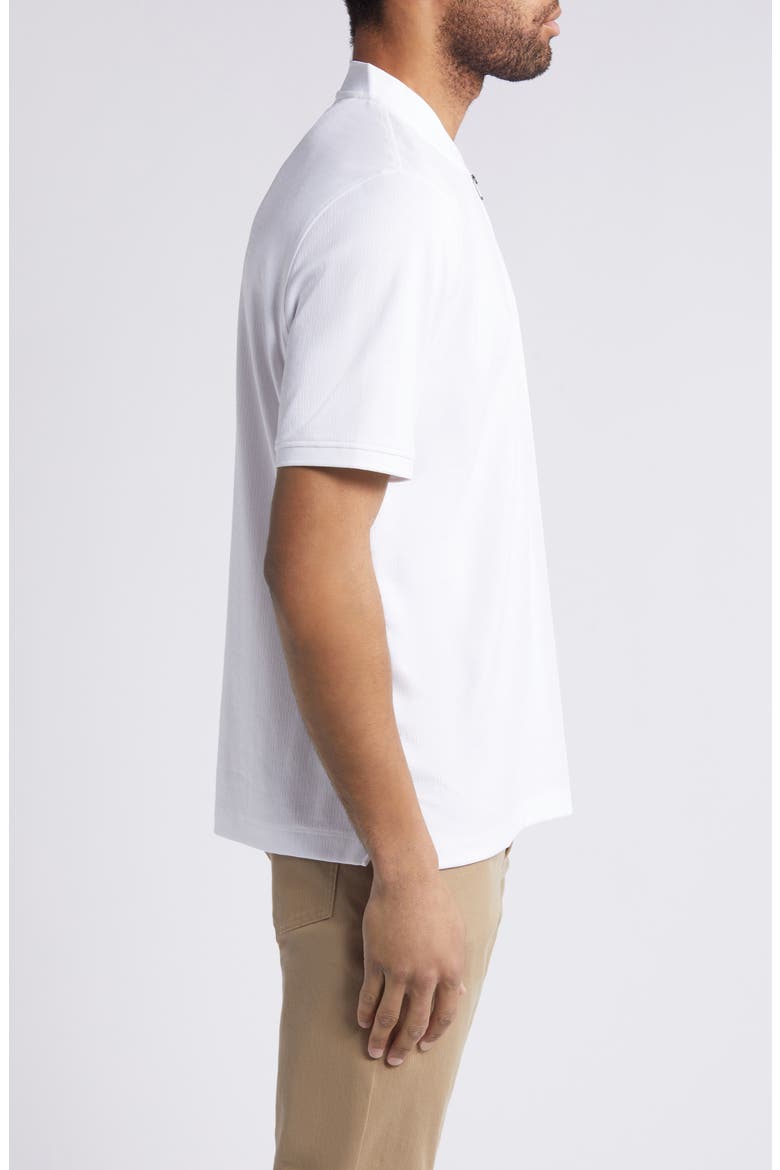 Quarter Zip Jacquard Pima Cotton Blend Knit Polo, Alternate, color, WHITE