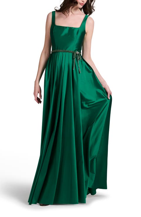 Square Neck Taffeta Gown