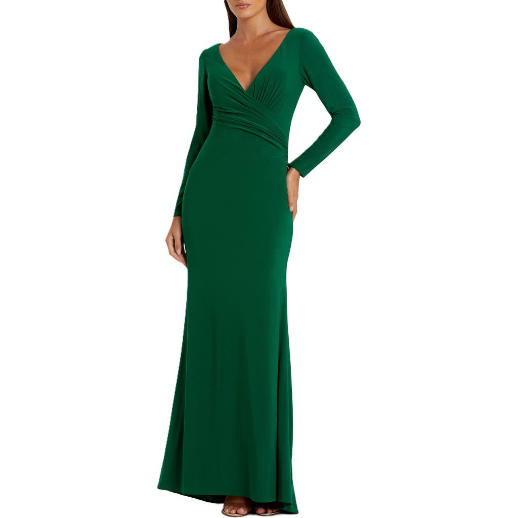 Mac Duggal 26573 Long Sleeve Fitted Formal Dress In Emerald