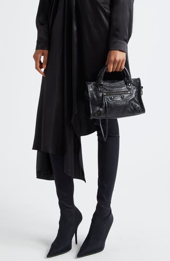 Balenciaga Mini Le City Crinkle Leather Top Handle Bag