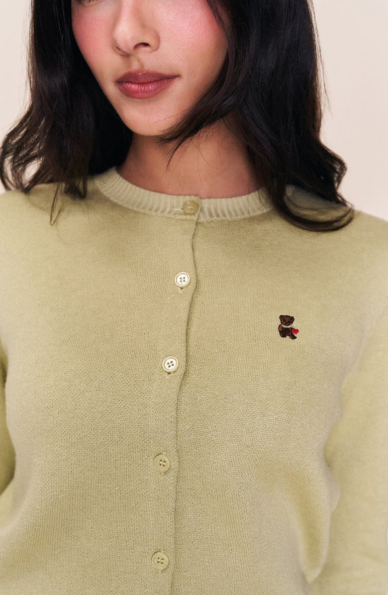 Guizio June Relaxed Wool Cardigan, Alternate, color, Vintage Lime