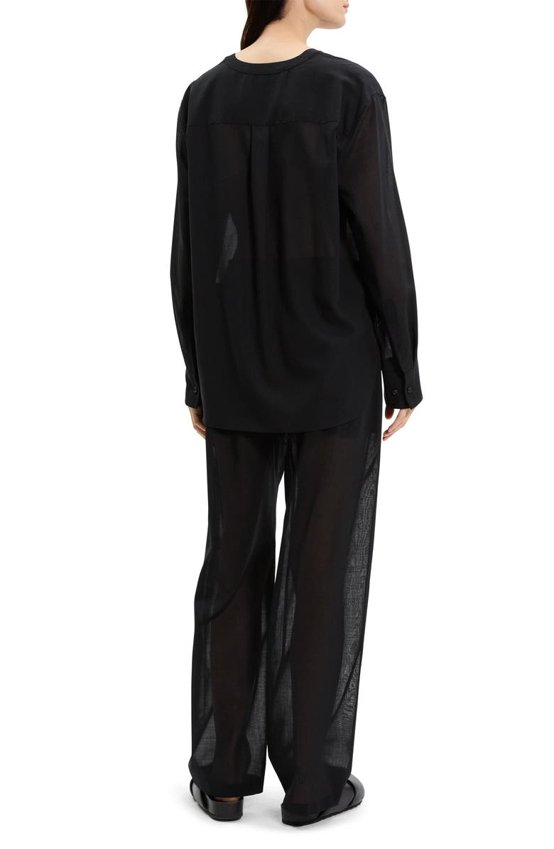 Theory Wool Blend V-Neck Button-Up Shirt, Alternate, color, Black