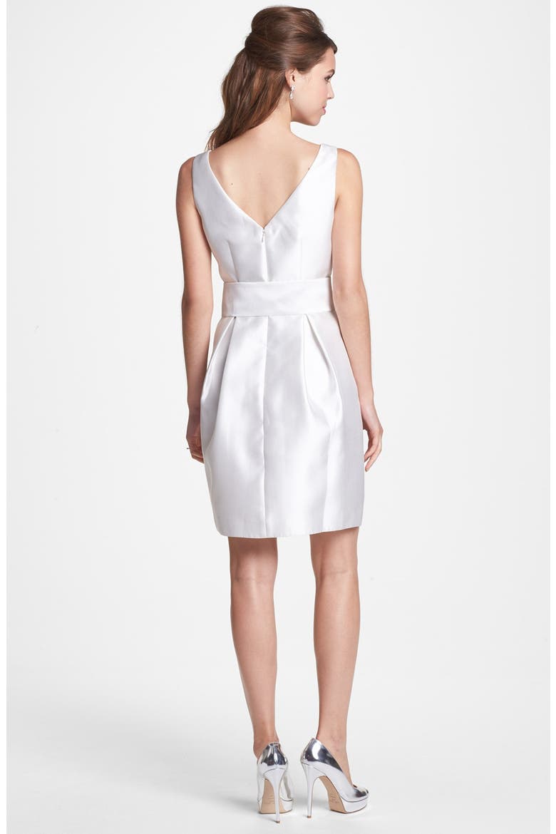 Jeweled Sleeveless Satin Tulip Dress, Alternate, color, IVORY