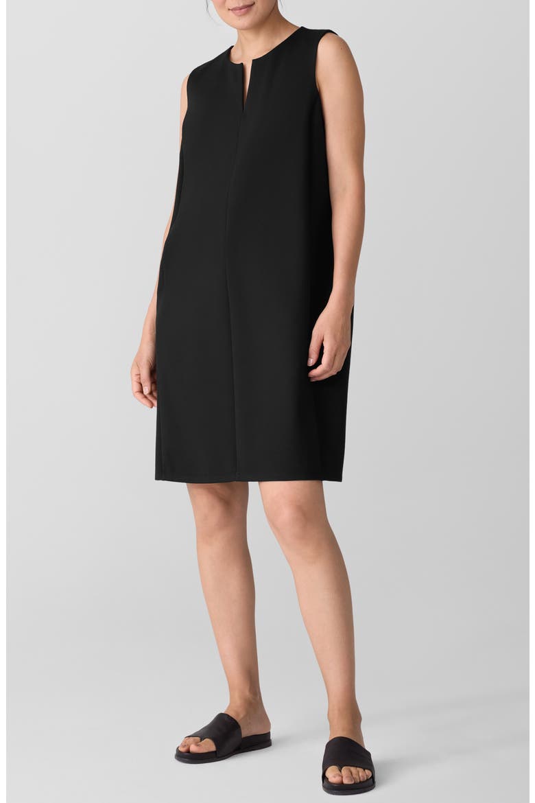 Split Neck Shift Dress, Main, color, BLACK