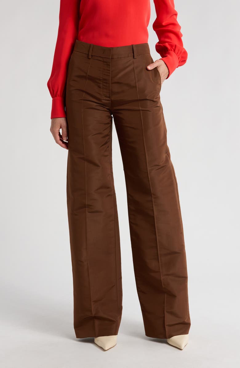 Valentino Garavani High Waist Silk Pants, Main, color, 