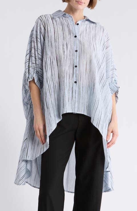 Oversize High/Low Button-Up Shirt