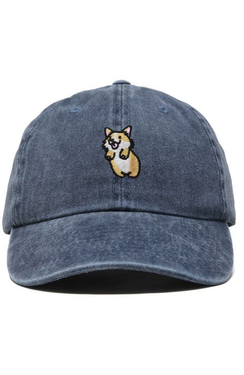 Leaping Corgi Embroidered Cap