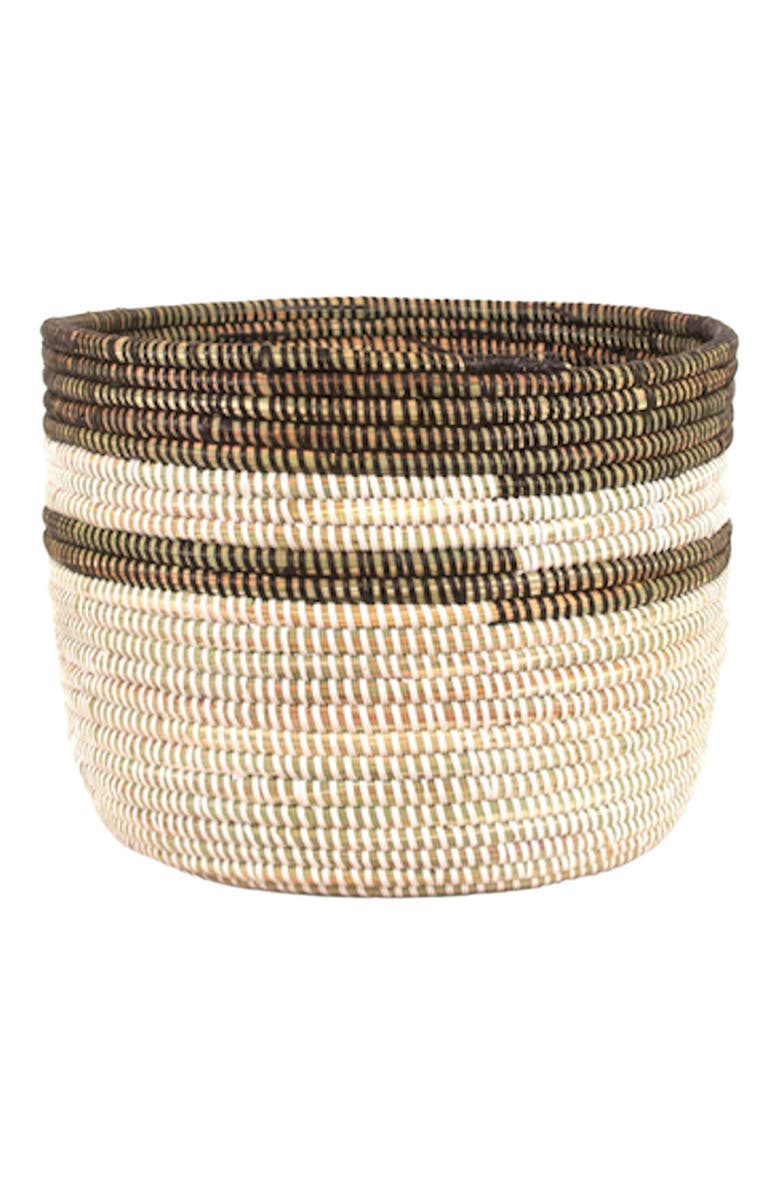 Mbare Black and White Stripe Basket, Alternate, color, Brown Black White Stripe