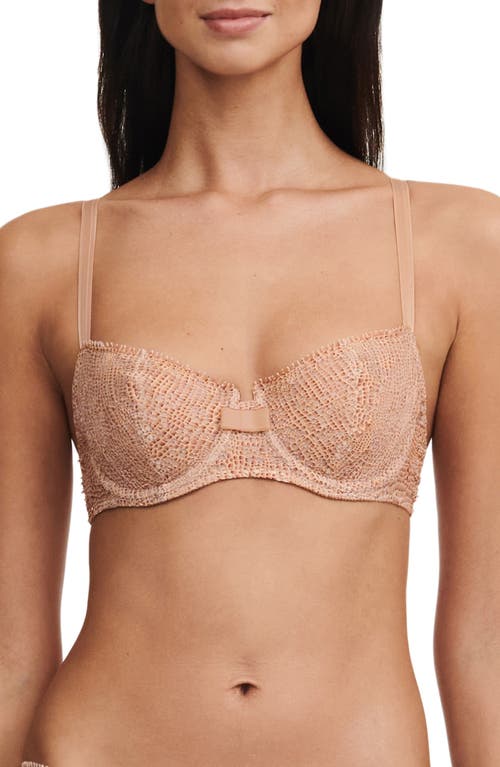 Chantelle Lingerie Day to Night Underwire Demi Bra in Python Lace-Ca at Nordstrom, Size 36E