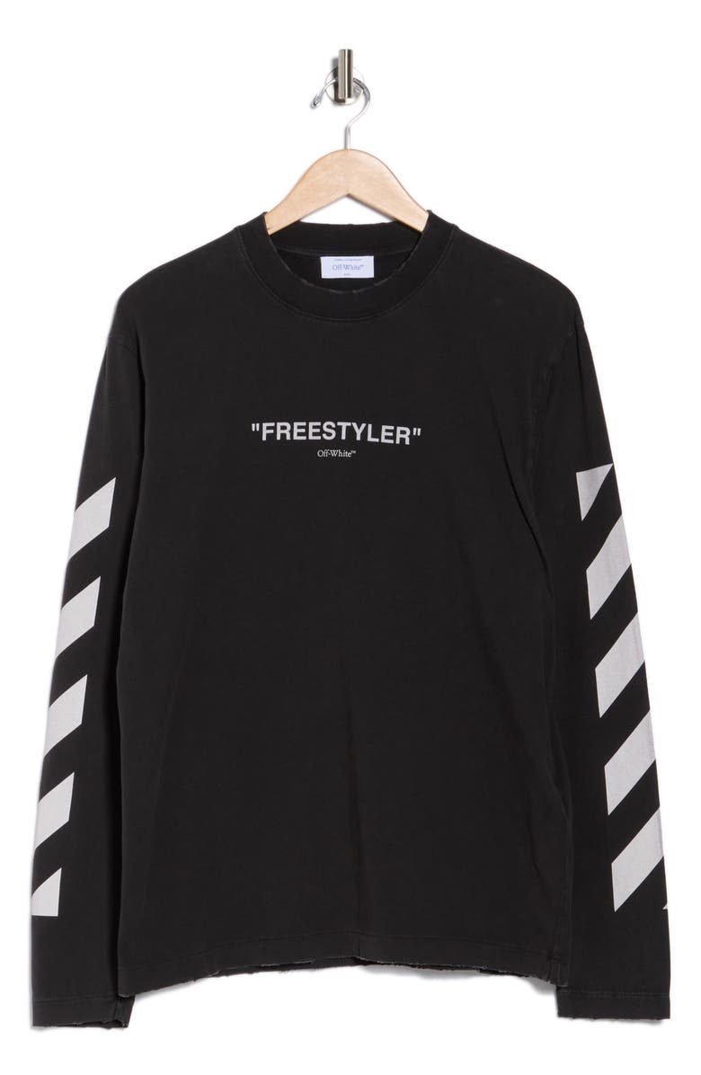 Off-White Diagonal Logo Long Sleeve Cotton Graphic T-Shirt, Alternate, color,