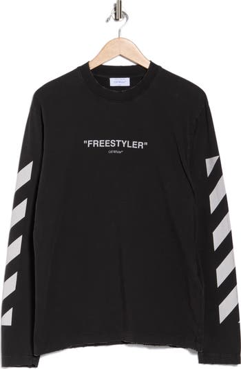 Diagonal Logo Long Sleeve Cotton Graphic T-Shirt