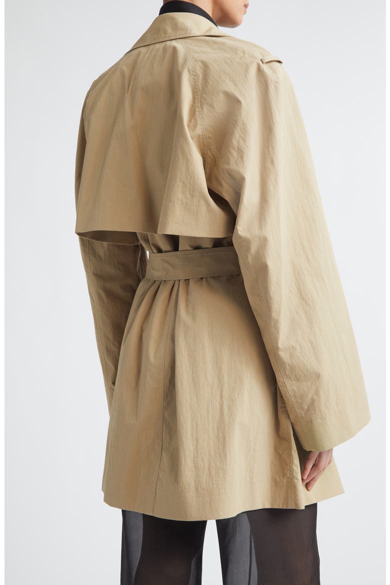 Carmy Split Cotton & Nylon Trench Coat with Removable Sleeves, Alternate, color, CAMEL