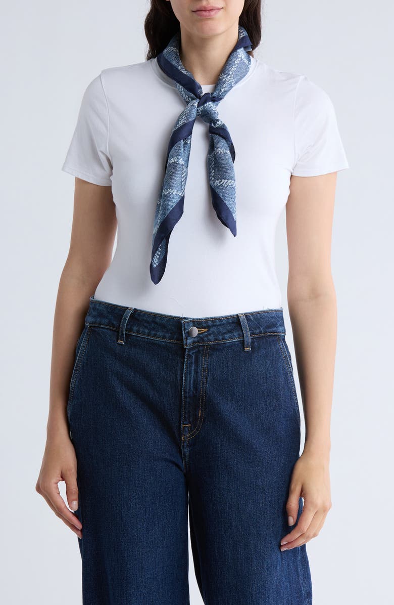 Kurt Geiger London Denim Print Large Square Silk Scarf, Main, color, 